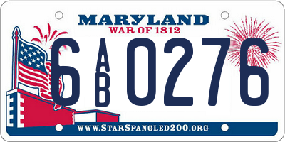 MD license plate 6AB0276