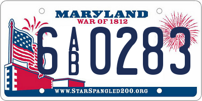 MD license plate 6AB0283