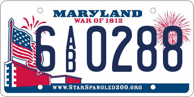 MD license plate 6AB0288