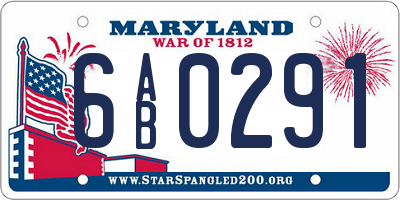 MD license plate 6AB0291