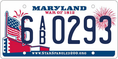 MD license plate 6AB0293