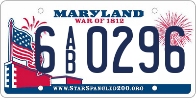 MD license plate 6AB0296