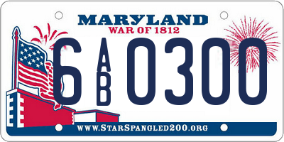 MD license plate 6AB0300