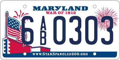 MD license plate 6AB0303