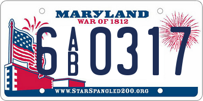 MD license plate 6AB0317