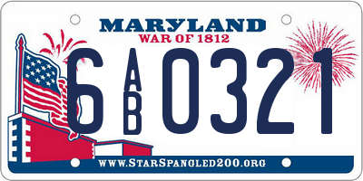 MD license plate 6AB0321