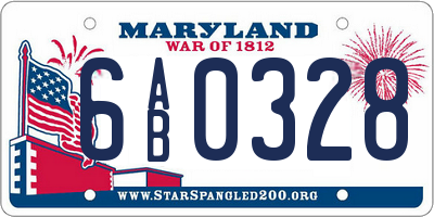 MD license plate 6AB0328