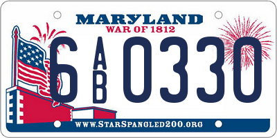 MD license plate 6AB0330