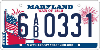 MD license plate 6AB0331