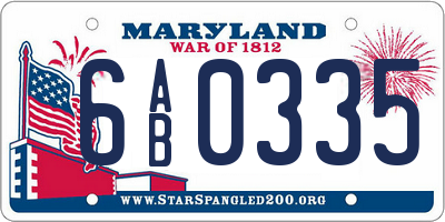 MD license plate 6AB0335