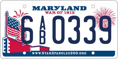 MD license plate 6AB0339