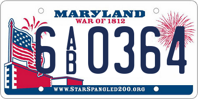MD license plate 6AB0364