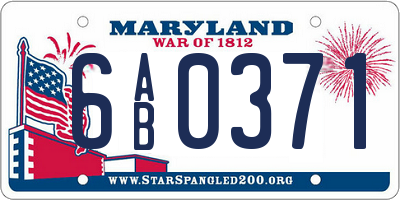 MD license plate 6AB0371