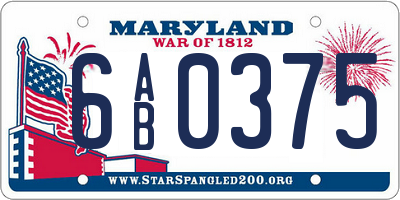 MD license plate 6AB0375