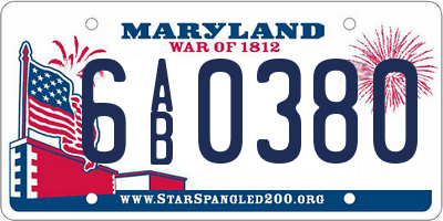 MD license plate 6AB0380