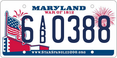 MD license plate 6AB0388