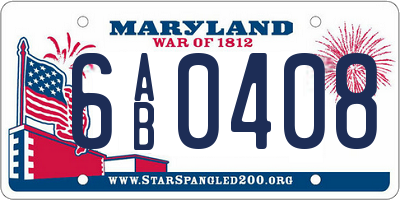 MD license plate 6AB0408