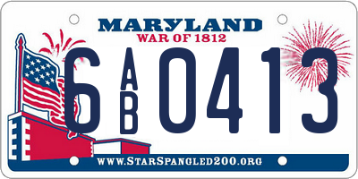 MD license plate 6AB0413