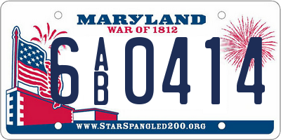 MD license plate 6AB0414