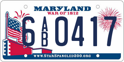 MD license plate 6AB0417