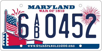 MD license plate 6AB0452