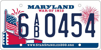 MD license plate 6AB0454