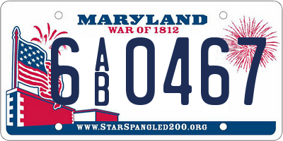 MD license plate 6AB0467