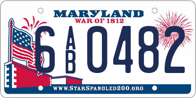 MD license plate 6AB0482