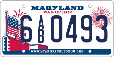 MD license plate 6AB0493