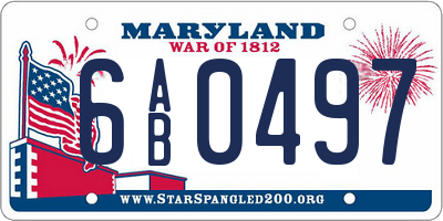 MD license plate 6AB0497