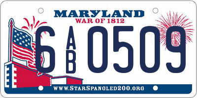 MD license plate 6AB0509