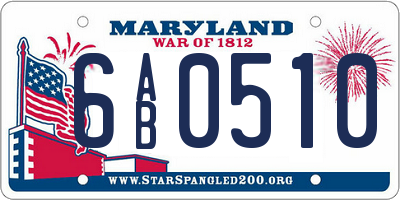 MD license plate 6AB0510