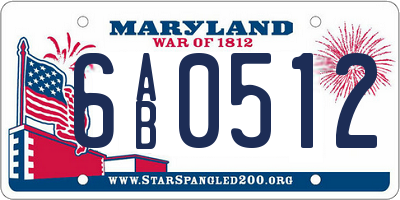 MD license plate 6AB0512