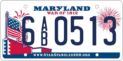 MD license plate 6AB0513