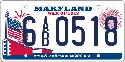 MD license plate 6AB0518