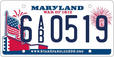 MD license plate 6AB0519