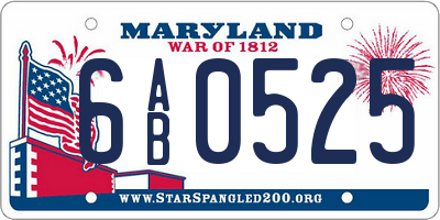 MD license plate 6AB0525