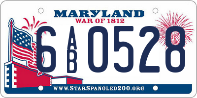 MD license plate 6AB0528