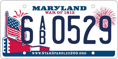 MD license plate 6AB0529