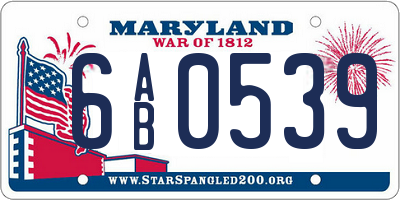 MD license plate 6AB0539