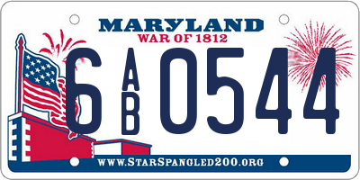 MD license plate 6AB0544