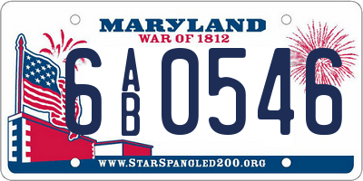 MD license plate 6AB0546