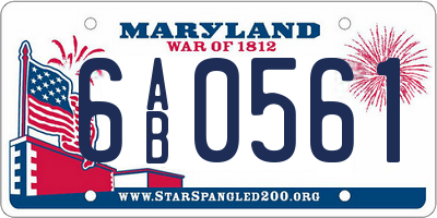 MD license plate 6AB0561