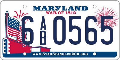 MD license plate 6AB0565