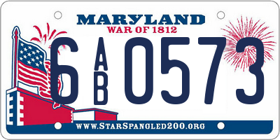 MD license plate 6AB0573