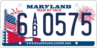 MD license plate 6AB0575