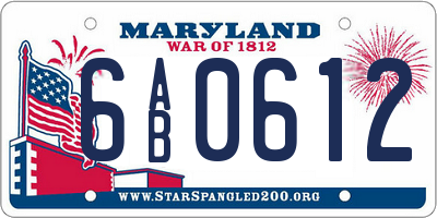 MD license plate 6AB0612