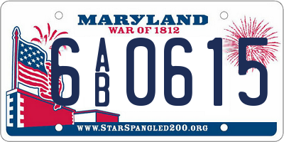 MD license plate 6AB0615