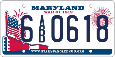 MD license plate 6AB0618
