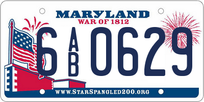 MD license plate 6AB0629